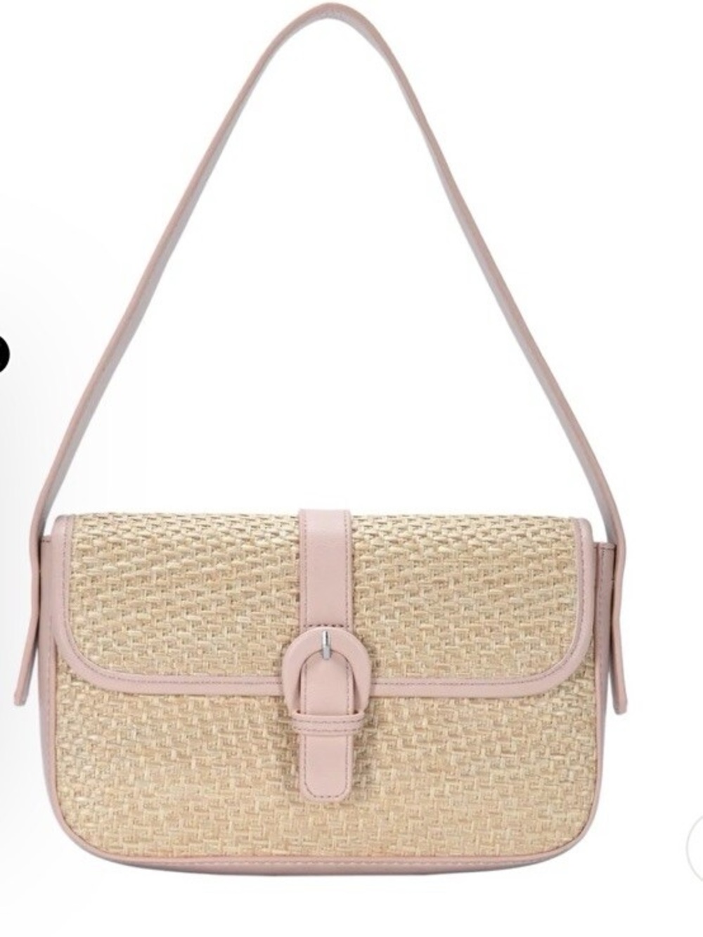 Madison West Natural Straw Shoulder Bag with Tan Trim NWT
